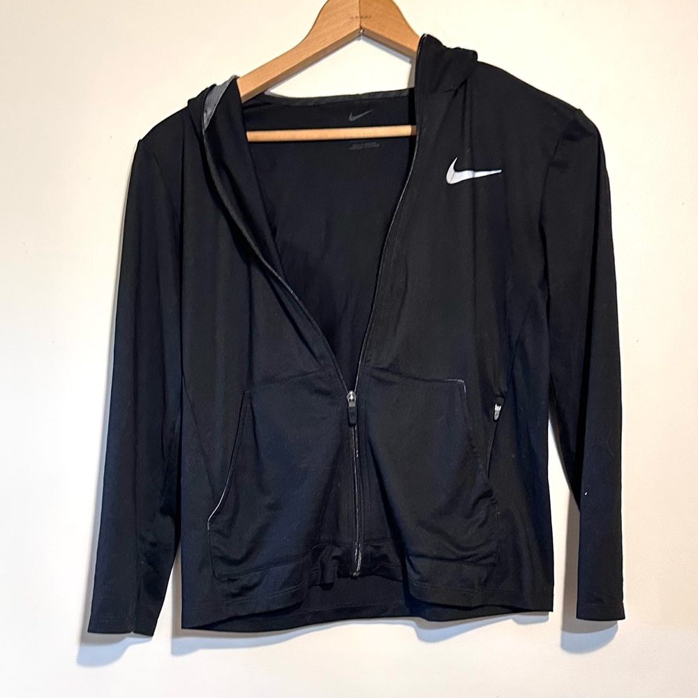 Nike DriFit Zip Front Hoodie, Black, Large-Sporty, Lightweight, Gym, Exercise